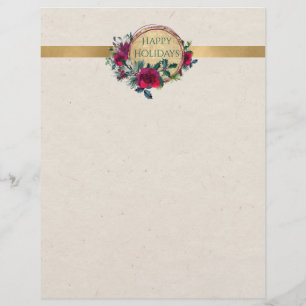 Roses and Holly Fancy Personalised Letterhead