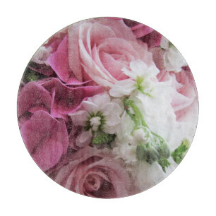 Roses and Hydrangeas Glass Cutting Board