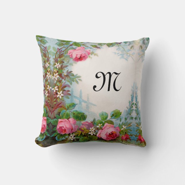 ROSES AND JASMINES FLORAL MONOGRAM CUSHION (Front)
