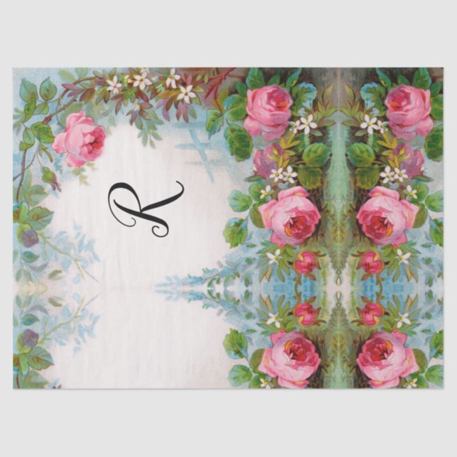 ROSES AND JASMINES FLORAL MONOGRAM TISSUE PAPER (Front)