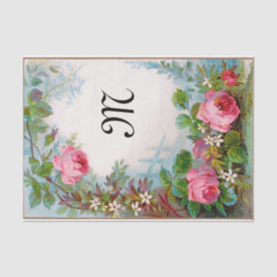 ROSES AND JASMINES FLORAL MONOGRAM TISSUE PAPER