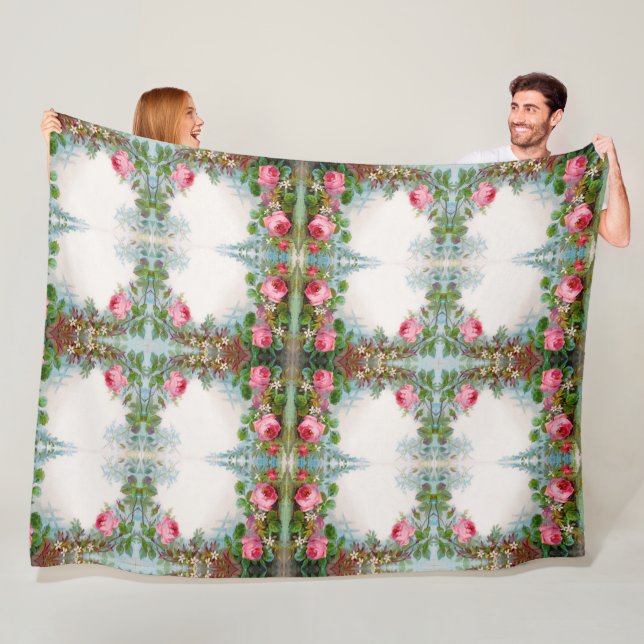 ROSES AND JASMINES VINTAGE FLORAL FLEECE BLANKET (In Situ)
