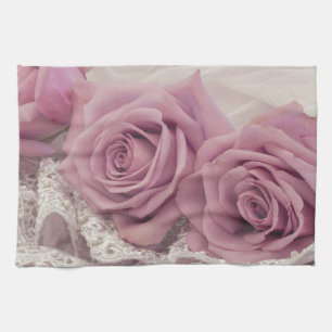 Roses And Lace Still Life Tea Towel