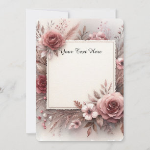 Roses and Leaves in Subdued Tones Invitation