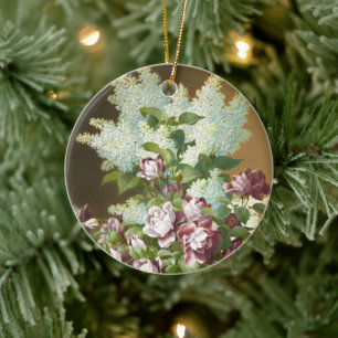 Roses and Lilacs, Christmas  Ceramic Tree Decoration