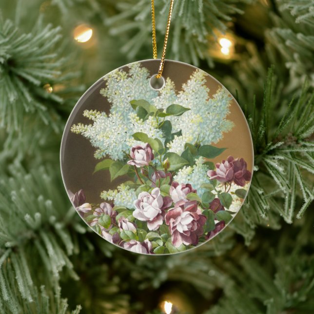 Roses and Lilacs, Christmas  Ceramic Tree Decoration (Tree)