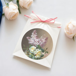 Roses and Lilacs Fine Art Classic Round Sticker