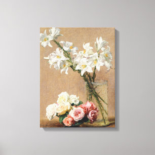 Roses and Lilies by Henri Fantin–Latour Canvas Print