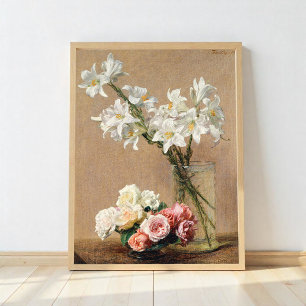 Roses and Lilies  by Henri Fantin–Latour Poster