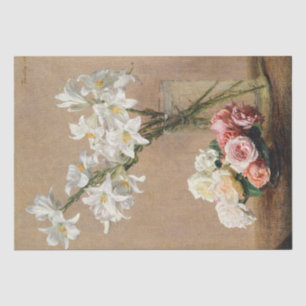 Roses and Lilies by Henri Fantin–Latour Tissue Paper
