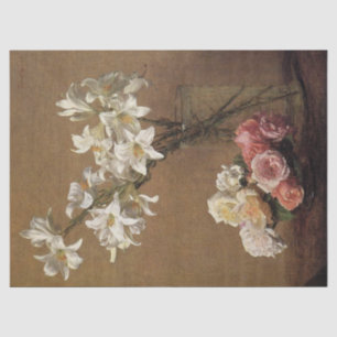 Roses and Lilies by Henri Fantin-Latour Tissue Paper