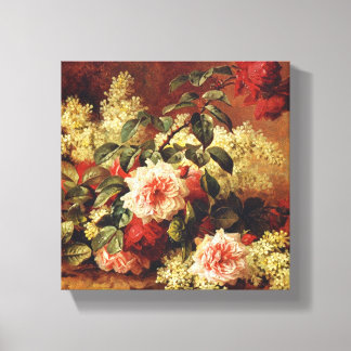 Roses and Mahogany by de Longpre Wrapped Canvas