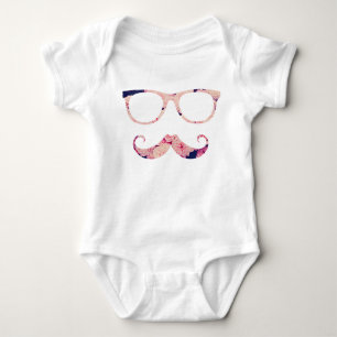 Roses and moustache baby bodysuit