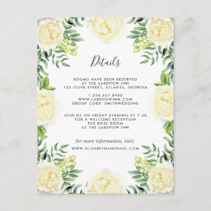 Roses and Olives Wedding Information Card