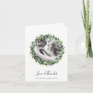 Roses and Olives Wedding Photo Thank You Card
