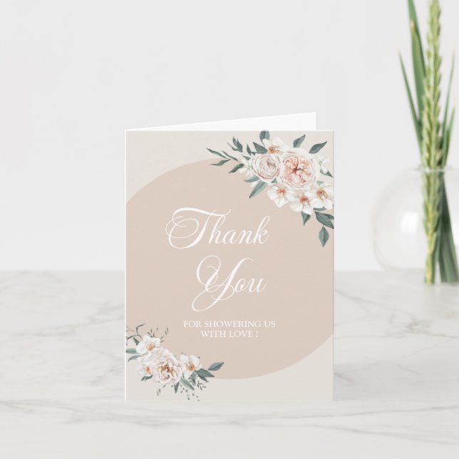 Roses and Orchids flowers watercolor thank you Card (Front)