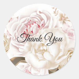 Roses and Peonies Soft Colours Thank You Sticker