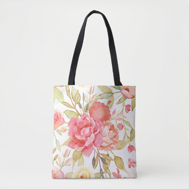 Roses and Peony Tote Bag (Front)