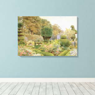 Roses and Pinks by Elgood, Vintage English Garden Canvas Print