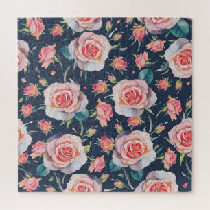 Roses and Rosebuds: Floral Seamless. Jigsaw Puzzle