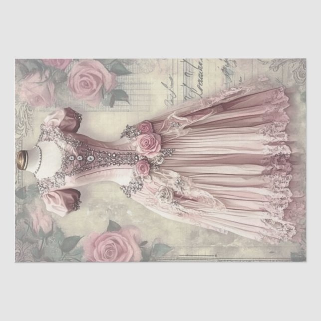 Roses and Sewing Ephemera Pattern Tissue Paper (Front)