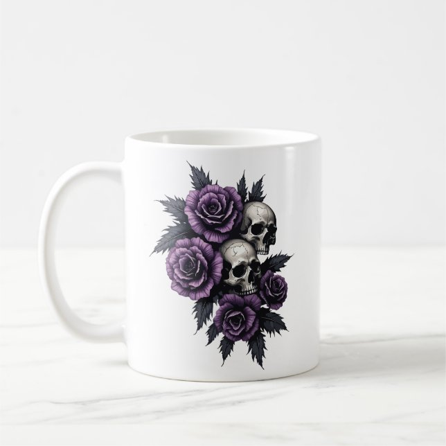 Roses and skeleton coffee mug (Left)