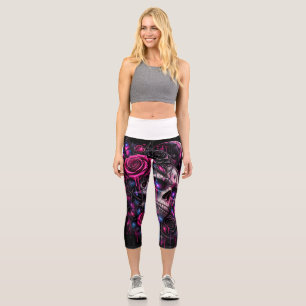 roses and skull- ARH Capri Leggings