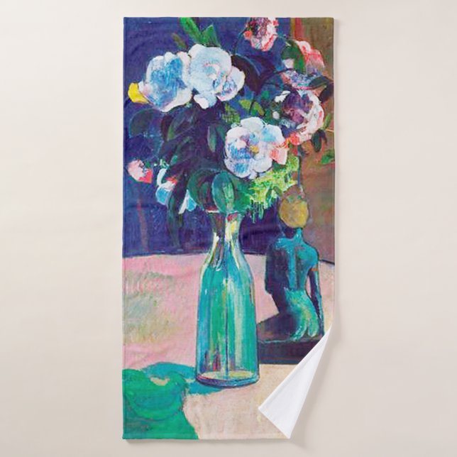 Roses and Statuette, Gauguin Bath Towel (Bath Towel)
