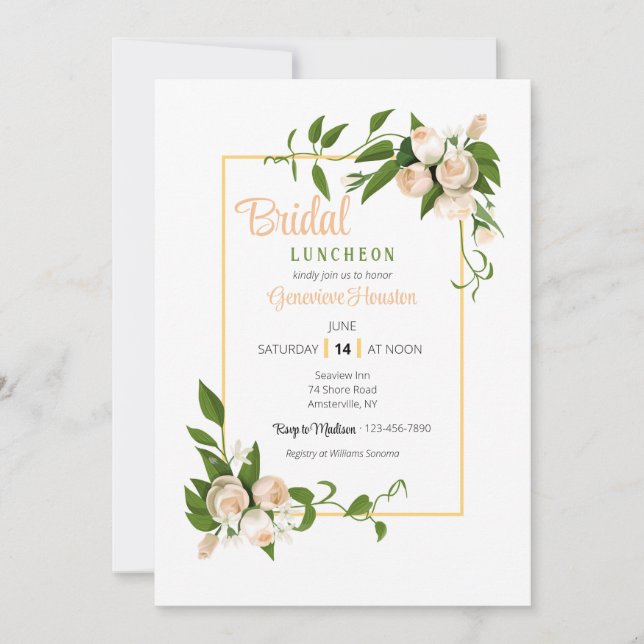Roses and Stephanotis Flowers Invitation (Front)