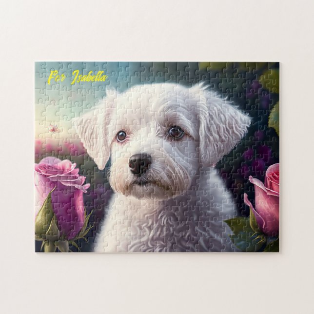 Roses And Sweet Dog Collection Jigsaw Puzzle (Horizontal)
