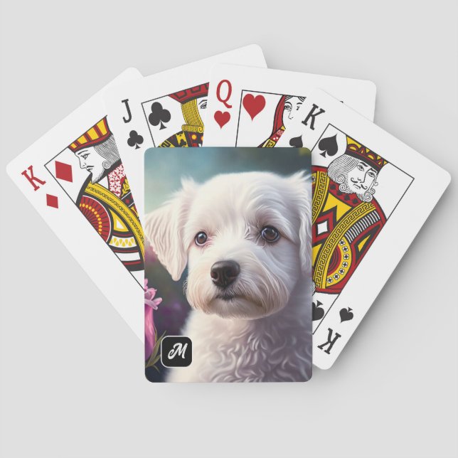 Roses And Sweet Dog Collection Playing Cards (Back)