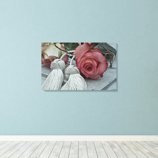 Roses and Tassels canvas print (Insitu(Wood Floor))