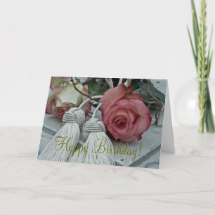 Roses And Tassels Happy Birthday Card