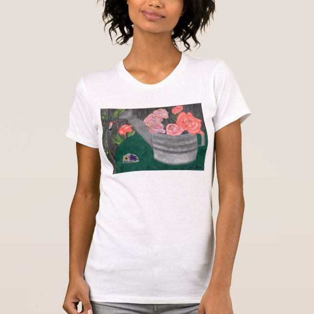 Roses And The Watering Can Shirt by Julia Hanna (Front)