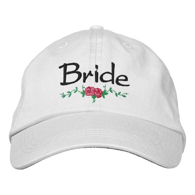 Roses and Vines Embroidered Bridal Wedding Cap (Front)