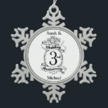 Roses and Vines Romantic 3rd Wedding Anniversary<br><div class="desc">A keepsake to mark your third wedding anniversary. The shield like design in black and white,  with roses and romantic vines. A great way to mark your 3rd year of marriage.</div>