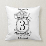 Roses and Vines Romantic 3rd Wedding Anniversary Cushion<br><div class="desc">A keepsake to mark your third wedding anniversary. The shield like design in black and white,  with roses and romantic vines. A great way to mark your 3rd year of marriage.</div>