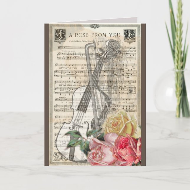 roses and violin greeting card (Front)