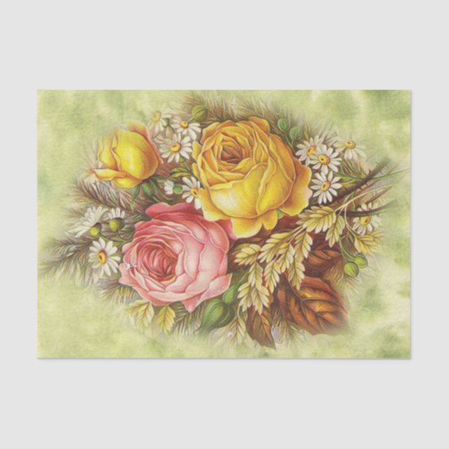Roses and Wildflowers Bouquet  Tissue Paper (Front)