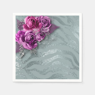 Roses and Zebra Stripes Napkin