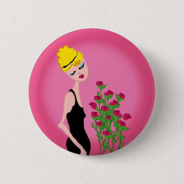 roses are red 6 cm round badge (Front)