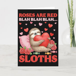 Roses Are Red Blah Sloths Valentine Cute Animal Lo Card
