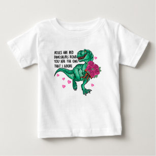 Roses Are Red Funny Dinosaur Valentine's Day Baby T-Shirt