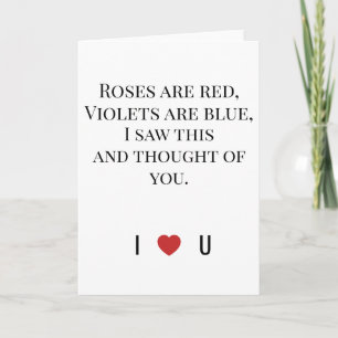 Roses Are Red Valentine's - I ♥ U Funny Romantic   Card