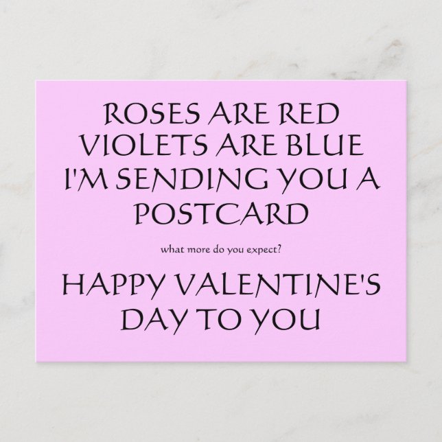 ROSES ARE RED, VIOLETS ARE BLUE, I'M SENDING YO... HOLIDAY POSTCARD (Front)