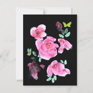 Roses at Night Under a Street Lamp Postcard