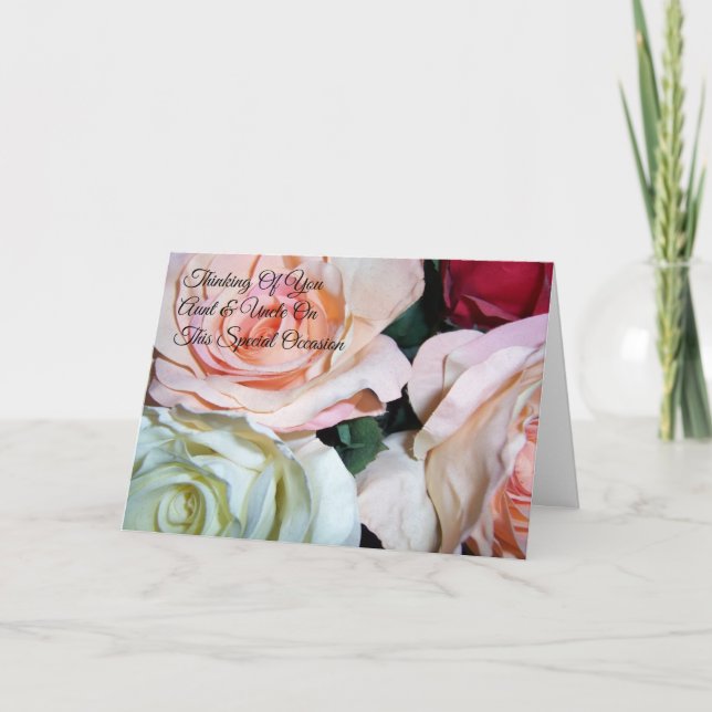 Roses Aunt Uncle Personalised Wedding Anniversary Card (Front)