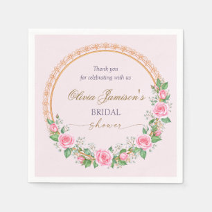 Roses & Baby’s Breath Bridal Wreath Thank you Napkin
