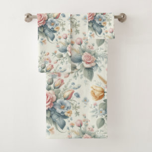 Roses bath towel set