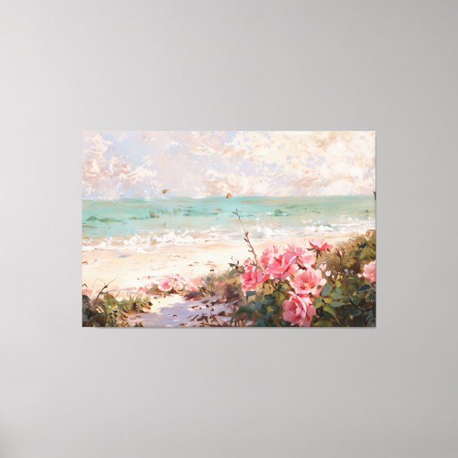 *~* Roses Beach Shells TV2 Stretched Canvas Print (Front)